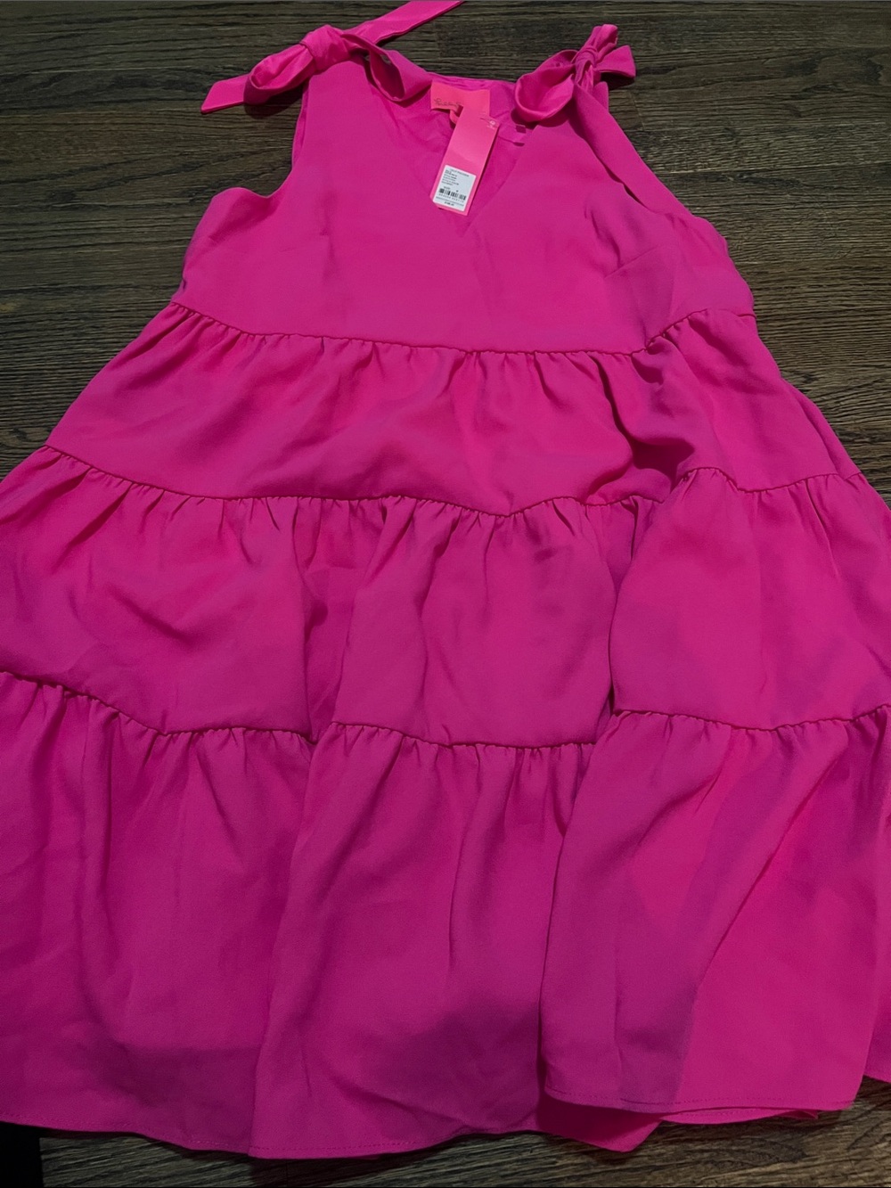 Lilly Pulitzer Bright Fuchsia Tie-Shoulder Tiered Dress